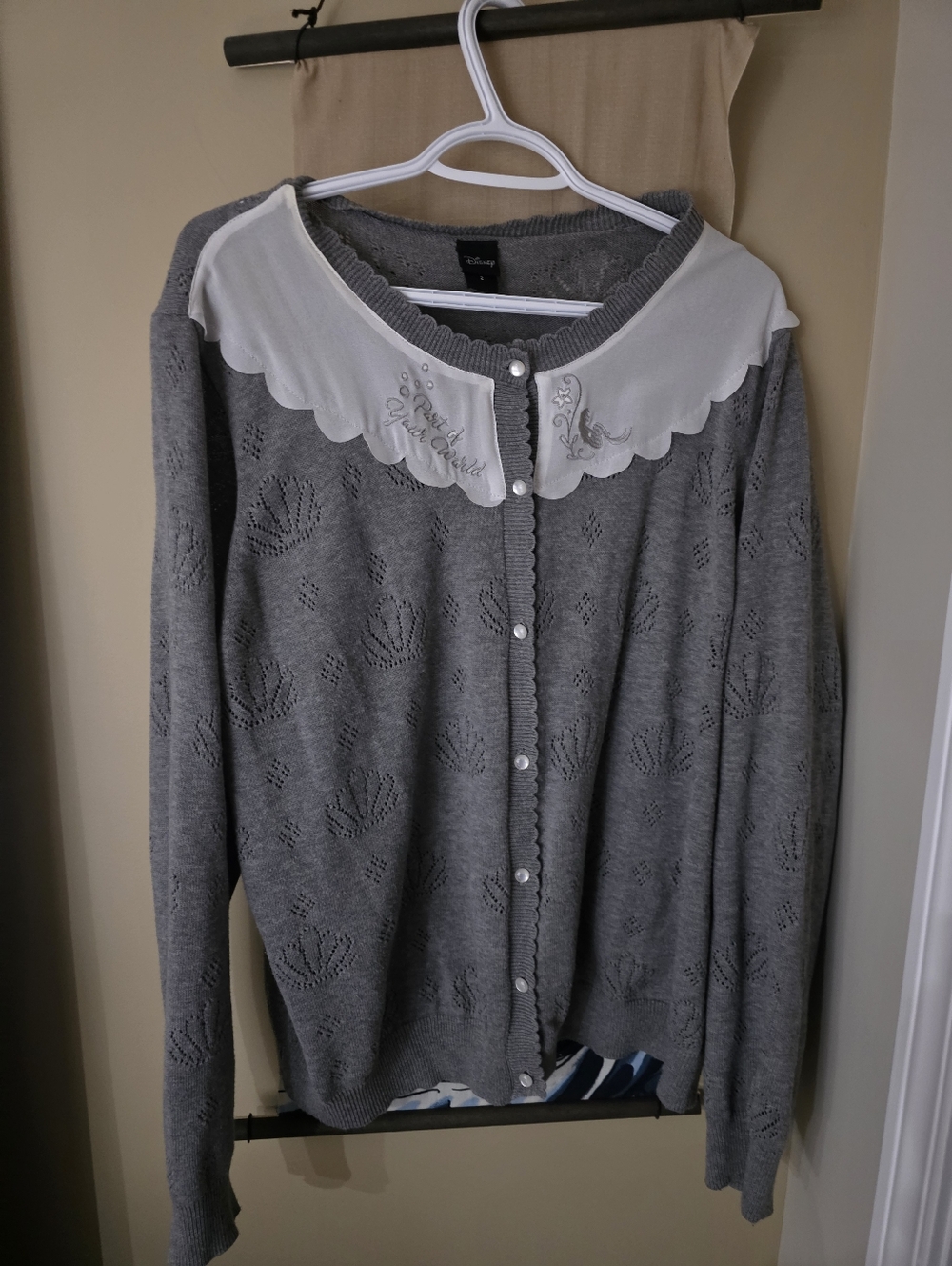Disney The Little Mermaid Grey Pointelle Girls Cardigan Size 2X Plus Size